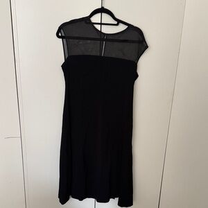 Zara Black Midi Dress with Sheer Detail